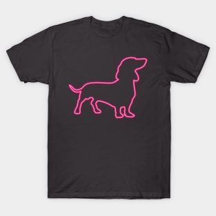 80's Gift 80s Retro Neon Sign Dachshund T-Shirt